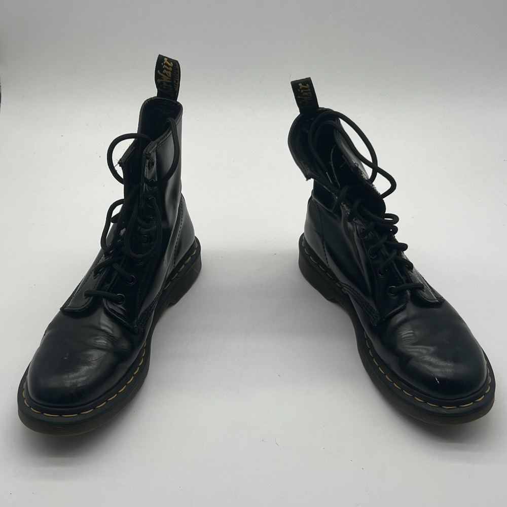 Dr Martens 1460 W Black Leather 8 Eye AirWair Combat Boots Womens 9 Mens 8 UK 7